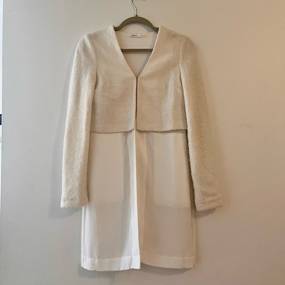 Bailey44 Cheryl Cardigan Women's Size XS White Contrast Textured Raglan Sleeve